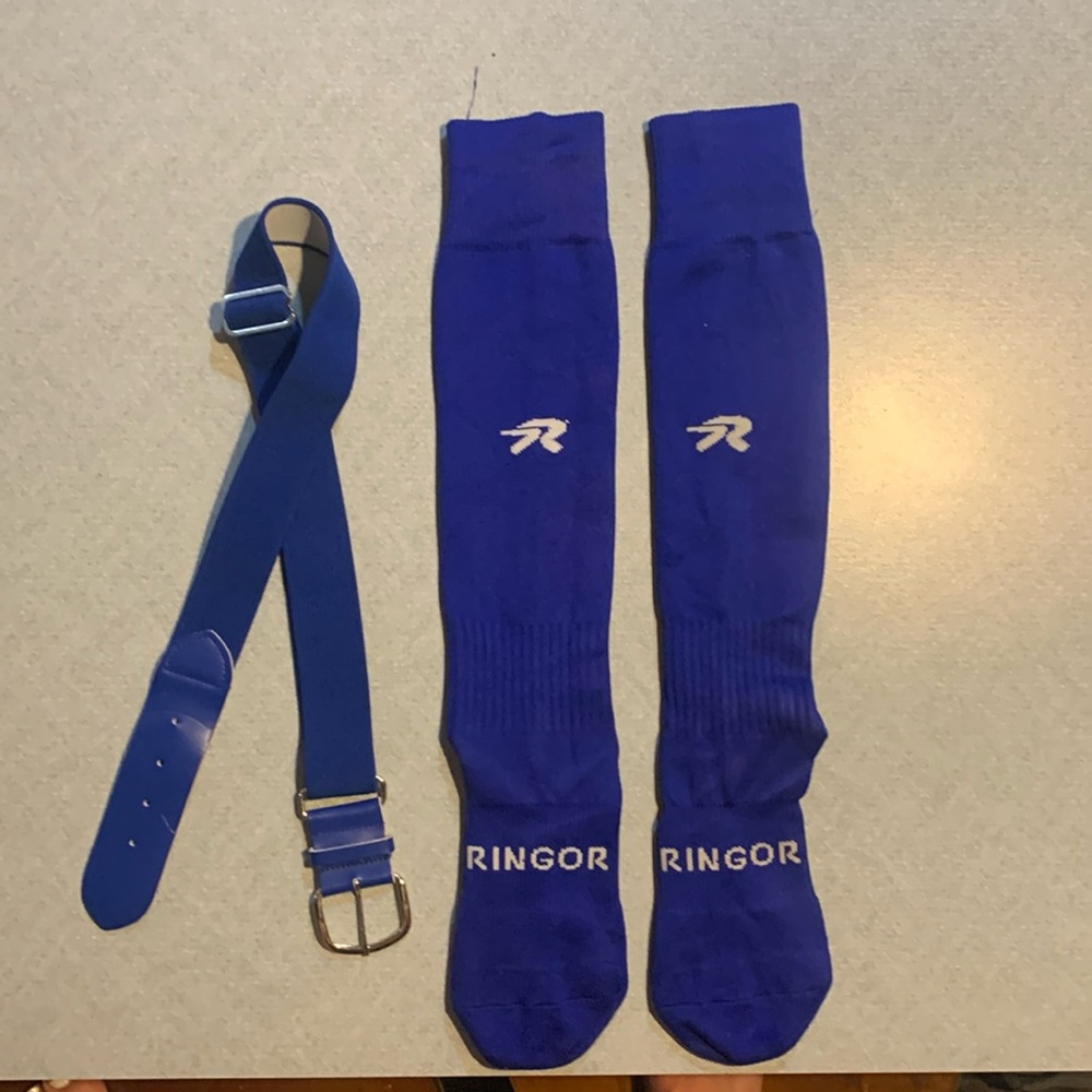 Women’s Royal Blue Ringor Softball Socks And Belt